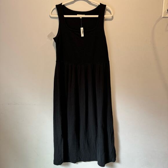 🍁 NWT Madewell Mixed Media Tank Dress NK516 Minimalist Small Black - Picture 2 of 9